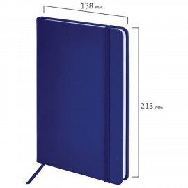 Блокнот А5 138x213мм BRAUBERG Basic, под кожу, 80л, клетка, синий, 116229