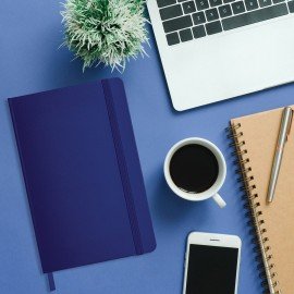 Блокнот А5 138x213мм BRAUBERG Basic, под кожу, 80л, клетка, синий, 116229