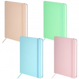 Блокнот А5 138x213мм BRAUBERG Basic, под кожу, 80л, клетка, ассорти, PASTEL, 116230