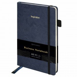 Блокнот А5 138x213мм BRAUBERG Velvet, резинка, держатель, 80л, клетка, синий, 116239