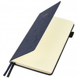 Блокнот А5 138x213мм BRAUBERG Velvet, резинка, держатель, 80л, клетка, синий, 116239