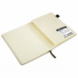 Блокнот А5 138x213 мм BRAUBERG Velvet, резинка, держатель, 80 л., клетка, бежевый, 116240