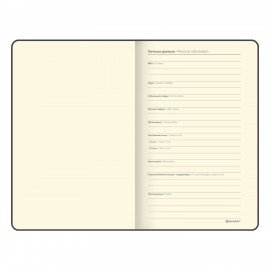 Блокнот А5 138x213мм BRAUBERG Velvet, резинка, держатель, 80л, клетка, серо-голубой, 116241