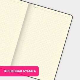 Блокнот А5 138x213мм BRAUBERG Velvet, резинка, держатель, 80л, клетка, серо-голубой, 116241