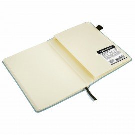 Блокнот А5 138x213мм BRAUBERG Velvet, резинка, держатель, 80л, клетка, серо-голубой, 116241
