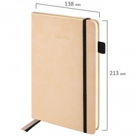 Блокнот А5 138x213мм BRAUBERG Velvet, резинка, держатель, 80л, клетка, розовый, 116242