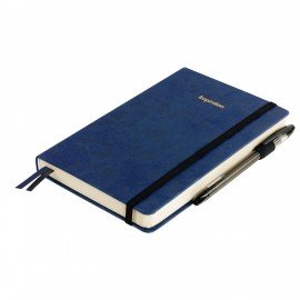 Ежедневник недатированный А5 138x213мм BRAUBERG Velvet, резинка, держатель, 160л, синий, 116243