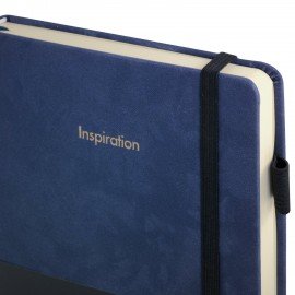 Ежедневник недатированный А5 138x213мм BRAUBERG Velvet, резинка, держатель, 160л, синий, 116243