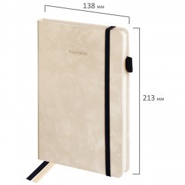 Ежедневник недатированный А5 138x213мм BRAUBERG Velvet, резинка, держатель, 160л, бежевый, 116244