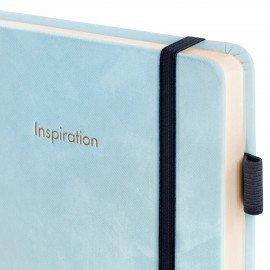 Ежедневник недатированный А5 138x213мм BRAUBERG Velvet, резинка, держатель, 160л, серо-голубой, 116245