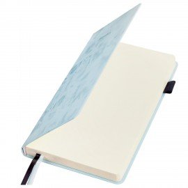 Ежедневник недатированный А5 138x213мм BRAUBERG Velvet, резинка, держатель, 160л, серо-голубой, 116245