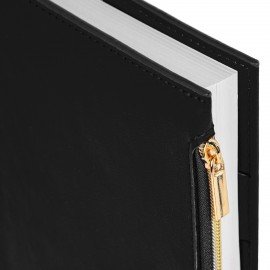 Ежедневник недатированный А5 145х220мм BRAUBERG Zipline, под кожу, карман-молния, 160л, черный, 116247