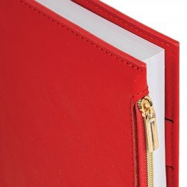 Ежедневник недатированный А5 145х220мм, BRAUBERG Zipline, под кожу, карман-молния, 160л, красный, 116248