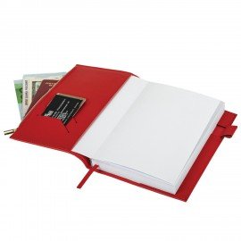 Ежедневник недатированный А5 145х220мм, BRAUBERG Zipline, под кожу, карман-молния, 160л, красный, 116248