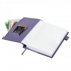 Ежедневник недатированный А5 145х220мм, BRAUBERG Zipline, под кожу, карман-молния, 160л, фиолетовый, 116249