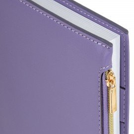 Ежедневник недатированный А5 145х220мм, BRAUBERG Zipline, под кожу, карман-молния, 160л, фиолетовый, 116249