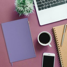 Ежедневник недатированный А5 145х220мм, BRAUBERG Zipline, под кожу, карман-молния, 160л, фиолетовый, 116249