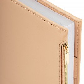 Ежедневник недатированный А5 145х220мм BRAUBERG Zipline, под кожу, карман-молния, 160л, бежевый, 116250