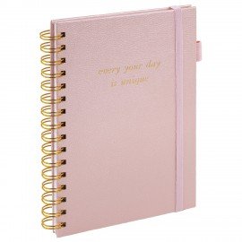 Бизнес-тетрадь на гребне А5 148х216мм BRAUBERG Calipso под кожу, резинка, клетка, 80л, розовая, 116251