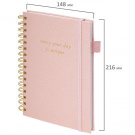 Бизнес-тетрадь на гребне А5 148х216мм BRAUBERG Calipso под кожу, резинка, клетка, 80л, розовая, 116251