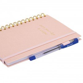 Бизнес-тетрадь на гребне А5 148х216мм BRAUBERG Calipso под кожу, резинка, клетка, 80л, розовая, 116251