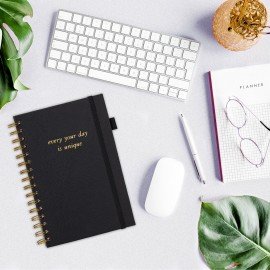 Бизнес-тетрадь на гребне А5 148х216мм BRAUBERG Calipso под кожу, резинка, клетка, 80л, черная, 116252