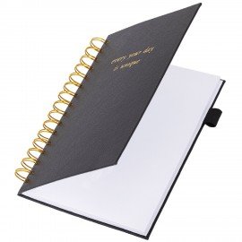 Бизнес-тетрадь на гребне А5 148х216мм BRAUBERG Calipso под кожу, резинка, клетка, 80л, черная, 116252