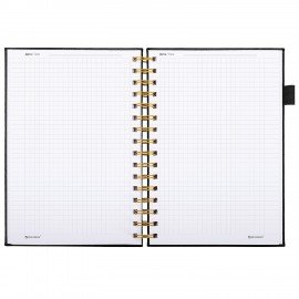 Бизнес-тетрадь на гребне А5 148х216мм BRAUBERG Calipso под кожу, резинка, клетка, 80л, черная, 116252