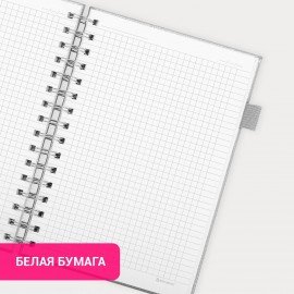 Бизнес-тетрадь на гребне А5 148х216мм BRAUBERG Calipso под кожу, резинка, клетка, 80л, серая, 116253