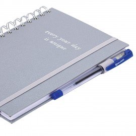 Бизнес-тетрадь на гребне А5 148х216мм BRAUBERG Calipso под кожу, резинка, клетка, 80л, серая, 116253