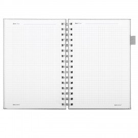 Бизнес-тетрадь на гребне А5 148х216мм BRAUBERG Calipso под кожу, резинка, клетка, 80л, серая, 116253