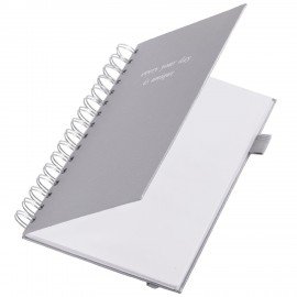 Бизнес-тетрадь на гребне А5 148х216мм BRAUBERG Calipso под кожу, резинка, клетка, 80л, серая, 116253