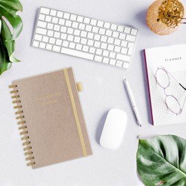 Бизнес-тетрадь на гребне А5 148х216мм BRAUBERG Calipso под кожу, резинка, клетка, 80л, бежевый, 116254