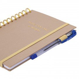 Бизнес-тетрадь на гребне А5 148х216мм BRAUBERG Calipso под кожу, резинка, клетка, 80л, бежевый, 116254