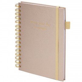 Бизнес-тетрадь на гребне А5 148х216мм BRAUBERG Calipso под кожу, резинка, клетка, 80л, бежевый, 116254