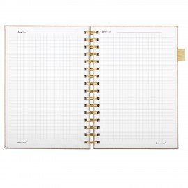 Бизнес-тетрадь на гребне А5 148х216мм BRAUBERG Calipso под кожу, резинка, клетка, 80л, бежевый, 116254