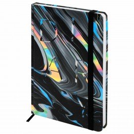 Ежедневник недатированный с резинкой А5 145х203мм, BRAUBERG, твердый, 128л, Waves, 116283