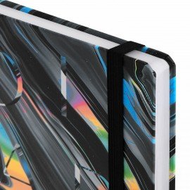 Ежедневник недатированный с резинкой А5 145х203мм, BRAUBERG, твердый, 128л, Waves, 116283