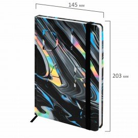 Ежедневник недатированный с резинкой А5 145х203мм, BRAUBERG, твердый, 128л, Waves, 116283