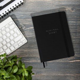 Ежедневник недатированный с резинкой А5 145х203мм, BRAUBERG, твердый, черный, 128л, Minimal, 116284