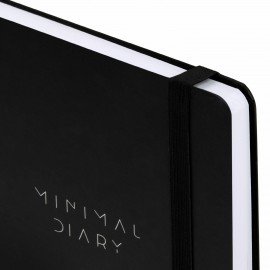 Ежедневник недатированный с резинкой А5 145х203мм, BRAUBERG, твердый, черный, 128л, Minimal, 116284
