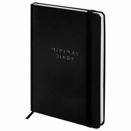 Ежедневник недатированный с резинкой А5 145х203мм, BRAUBERG, твердый, черный, 128л, Minimal, 116284
