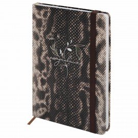 Ежедневник недатированный с резинкой А5 145х203мм, BRAUBERG, твердый, 128л, Snake print, 116286