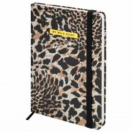 Ежедневник недатированный с резинкой А5 145х203мм, BRAUBERG, твердый, фольга, 128л, Leopard, 116291