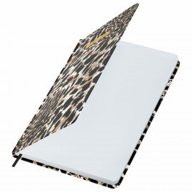 Ежедневник недатированный с резинкой А5 145х203мм, BRAUBERG, твердый, фольга, 128л, Leopard, 116291