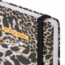 Ежедневник недатированный с резинкой А5 145х203мм, BRAUBERG, твердый, фольга, 128л, Leopard, 116291