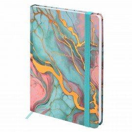 Ежедневник недатированный с резинкой А5 145х203мм BRAUBERG твердый, фольга,128л, Marble stone,116292