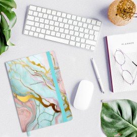 Ежедневник недатированный с резинкой А5 145х203мм BRAUBERG твердый, фольга,128л, Marble stone,116292