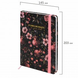 Ежедневник недатированный с резинкой А5 145х203мм, BRAUBERG, твердый, фольга, 128л, Flower, 116293