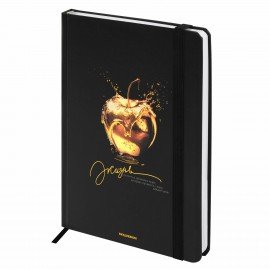 Ежедневник недатированный с резинкой А5 145х203мм, BRAUBERG, твердый, фольга, 128л, Apple, 116294